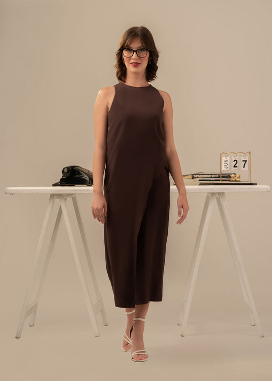 Sleeveless mock wrap dress