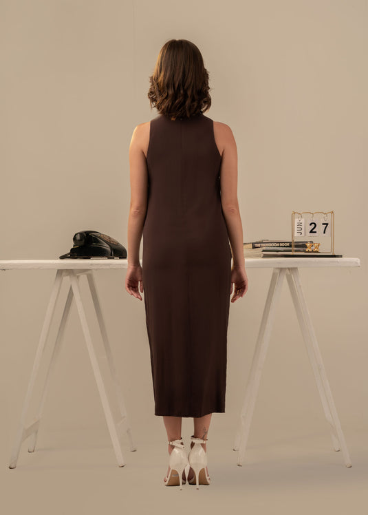 Sleeveless mock wrap dress