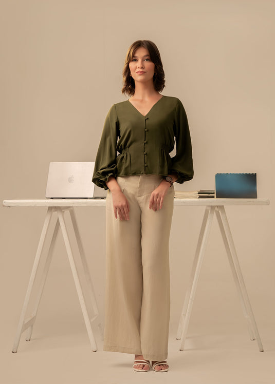 Smocking detailed crop top