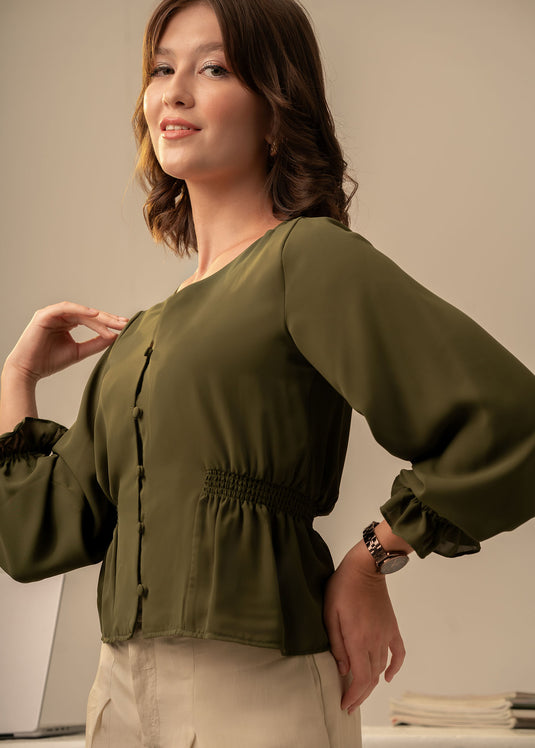 Smocking detailed crop top