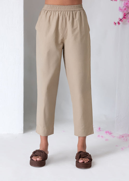 Elasticated Waist Pant With Narrow Hem