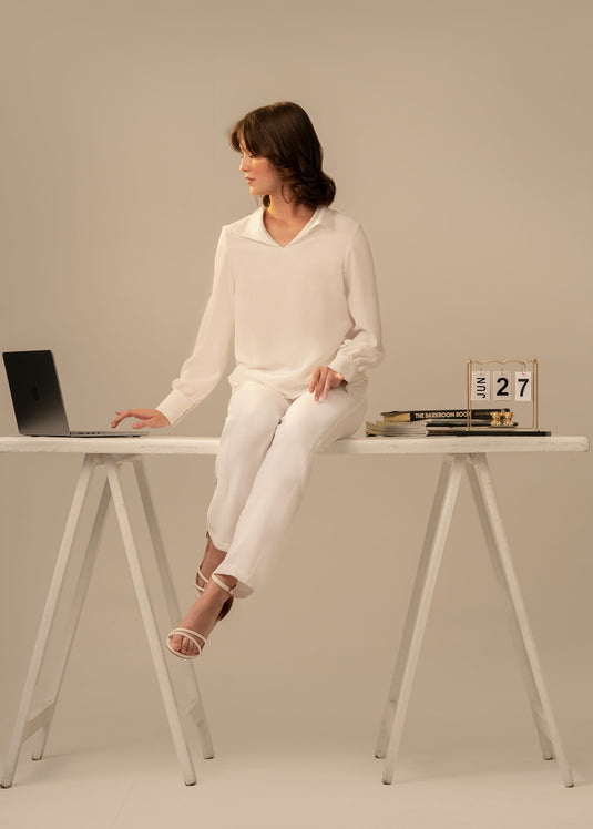 Flap collar detailed blouse