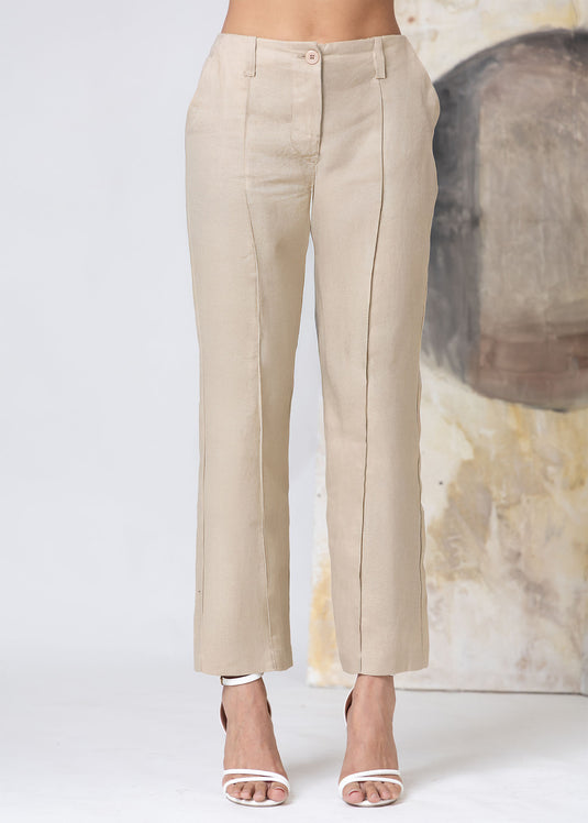 Linen Tailored Pant With Pintuck