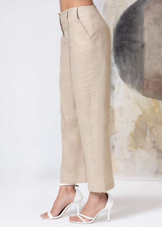 Linen Tailored Pant With Pintuck