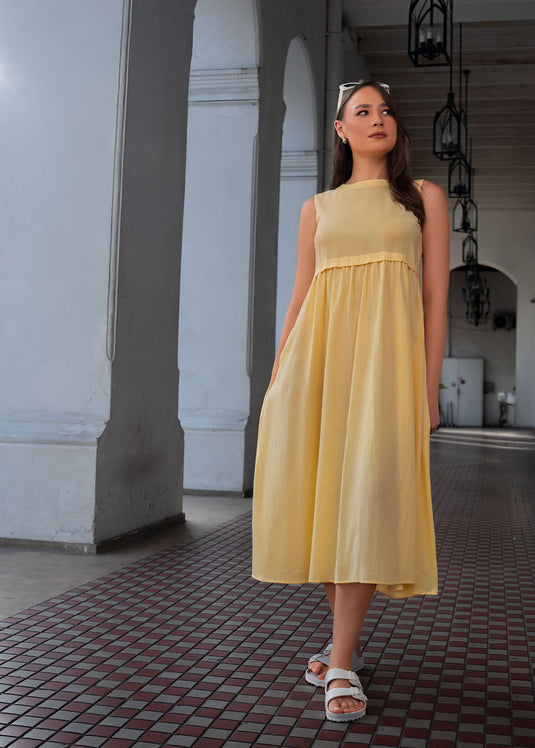 Sleeveless Midi Length Dress With Button Down Back