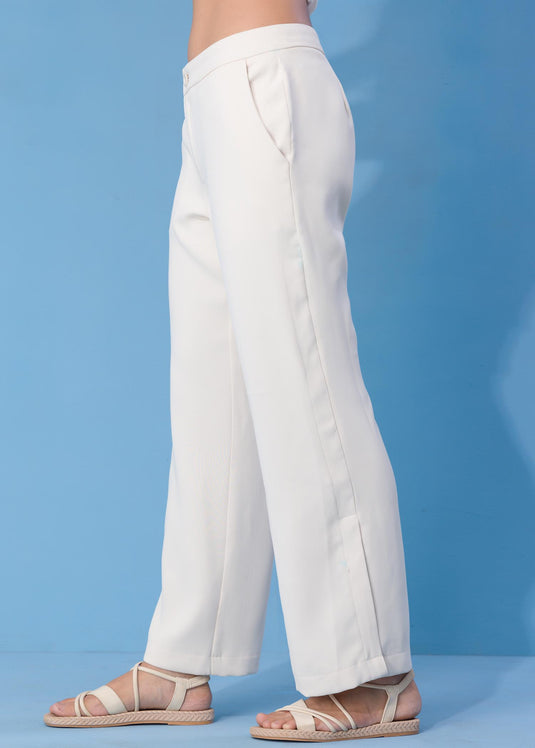 Wide leg pant with side slit