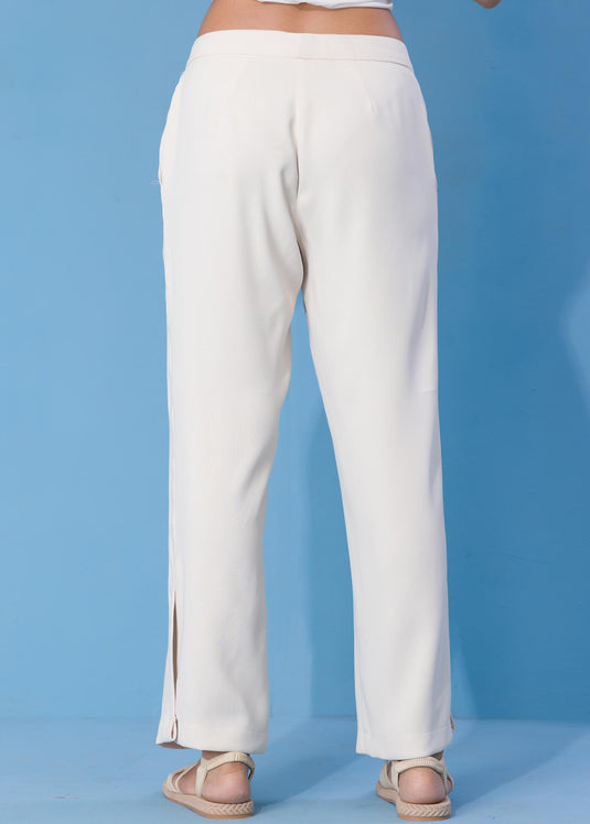 Wide leg pant with side slit