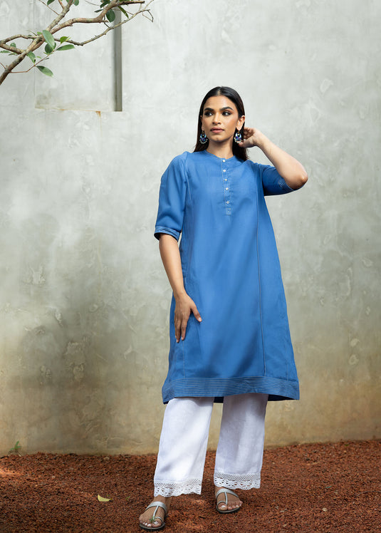 Long kurtha top with contrast stitch detail