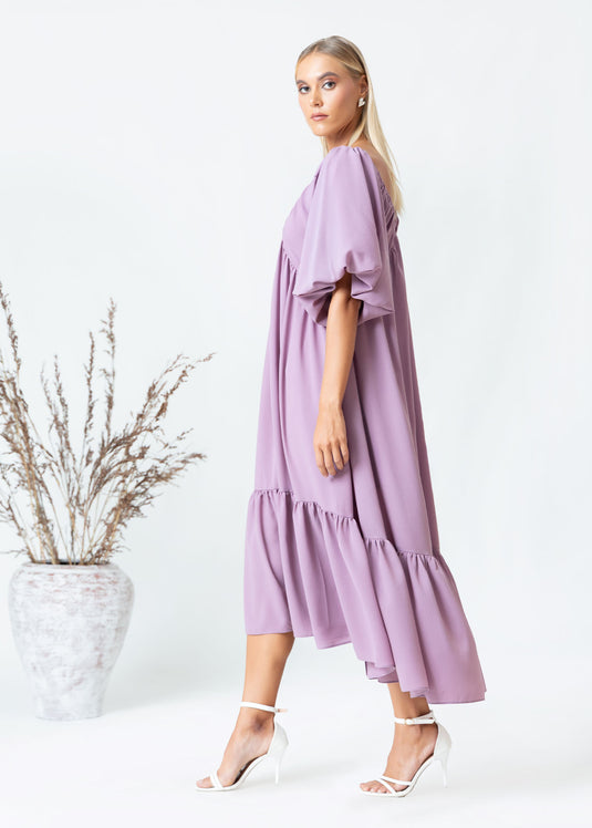 Flowy Maxi Dress With Deep V Neck
