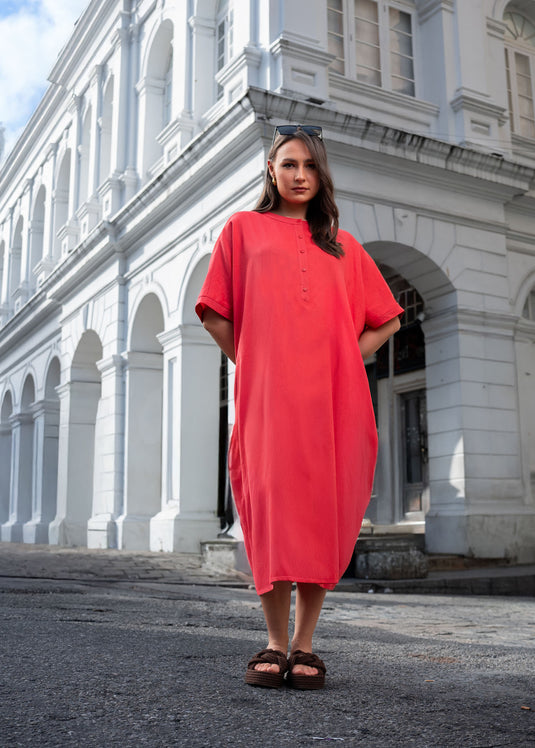 Kaftan Dress With Short Placket