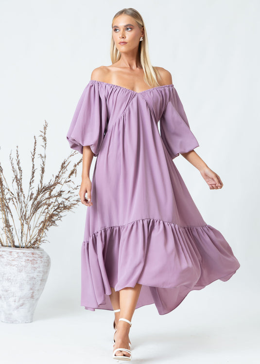 Flowy Maxi Dress With Deep V Neck