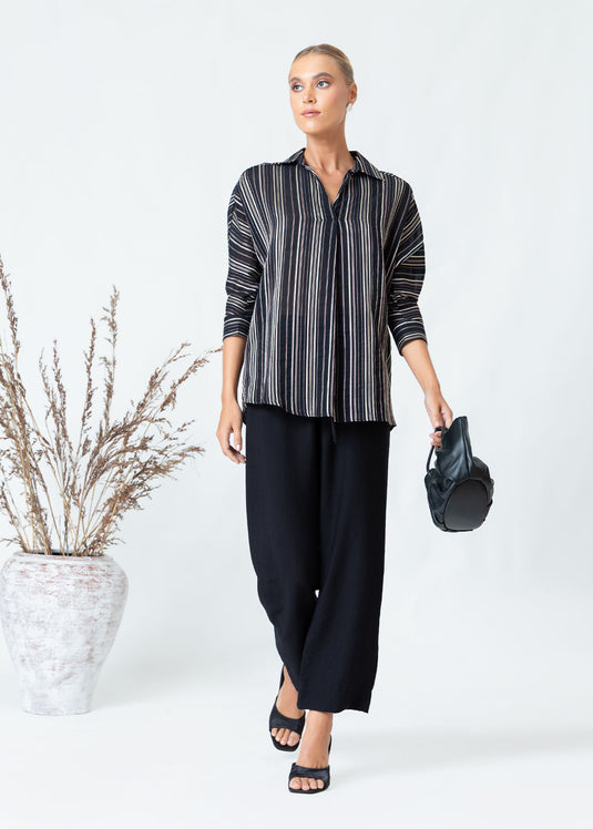 Dolman Sleeve Blouse With Collar