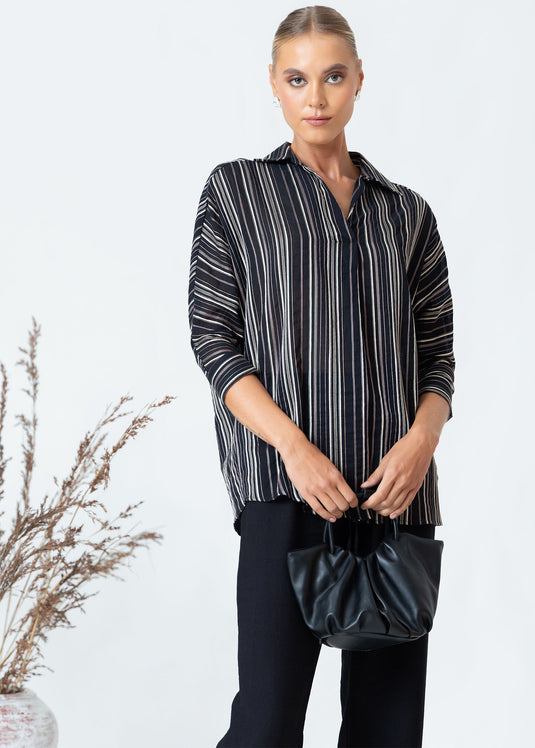 Dolman Sleeve Blouse With Collar