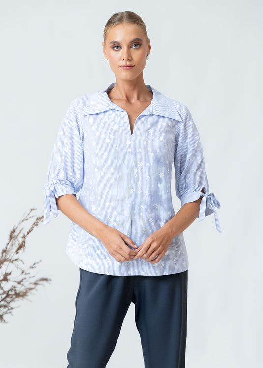 Printed Cotton Top With Ties