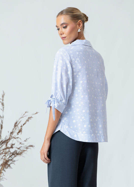 Printed Cotton Top With Ties