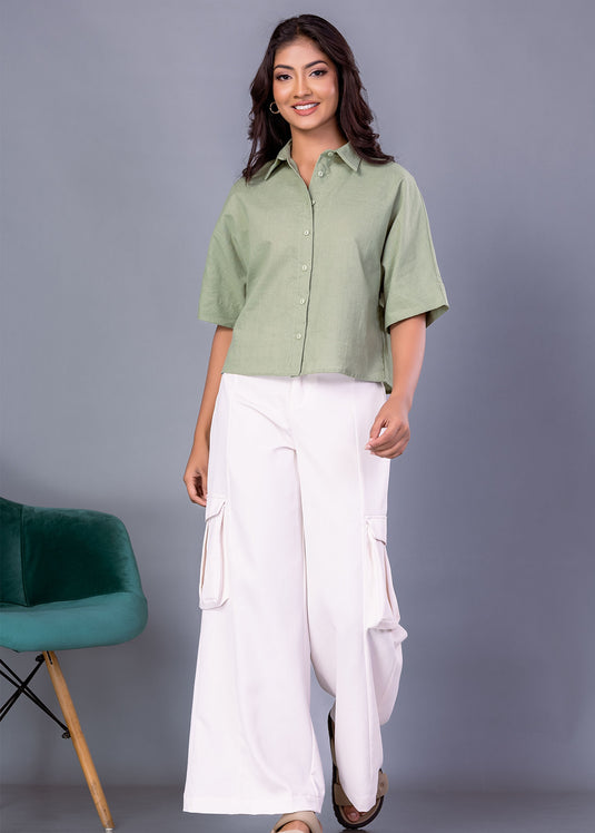 Basic short sleeve crop shirt