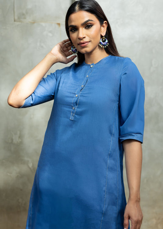 Long kurtha top with contrast stitch detail