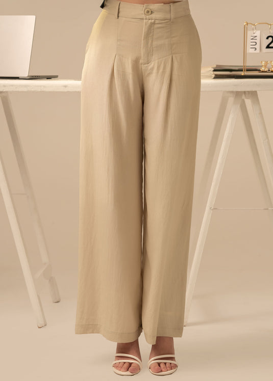 Pleat detailed wide leg pant