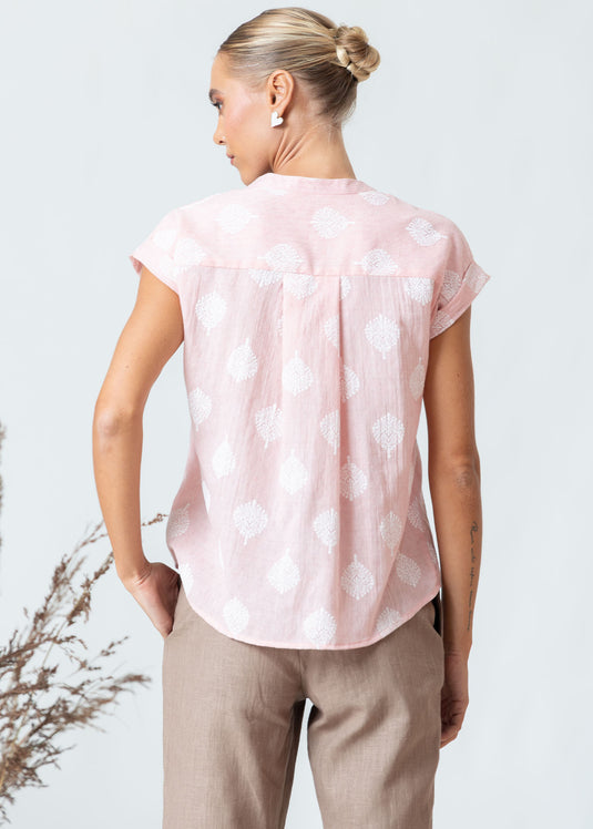 Printed button down top