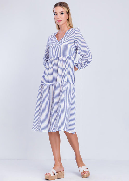 Tired Panel Stripe Dress
