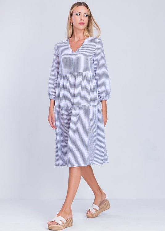 Tired Panel Stripe Dress