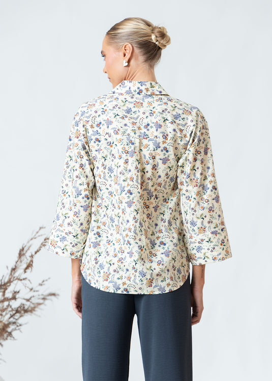 Printed Boxy Top With Front Tie