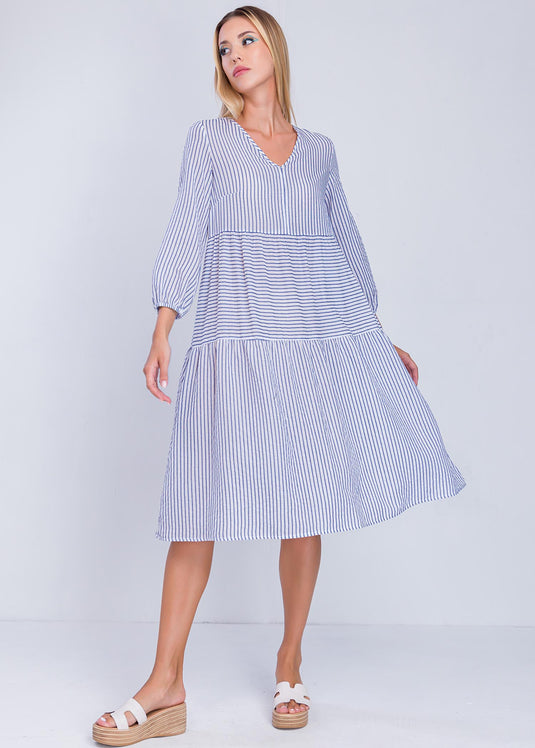 Tired Panel Stripe Dress
