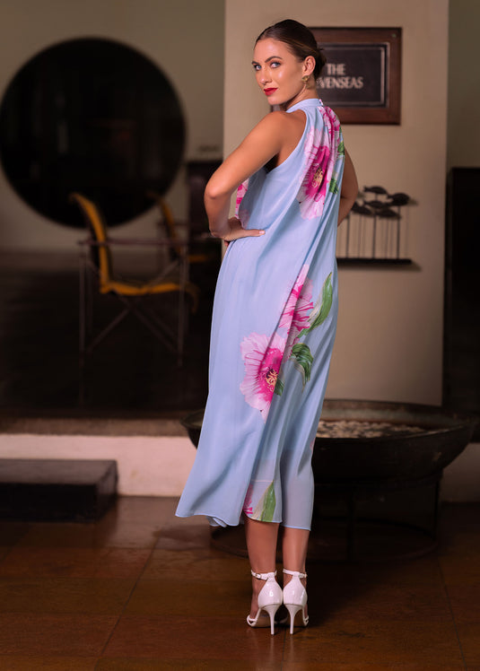 Printed halter maxi dress