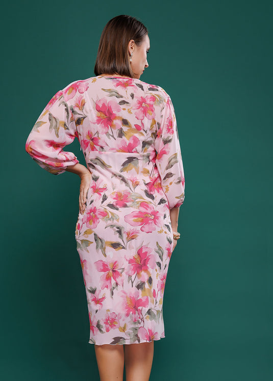 Printed dress with shirring detail