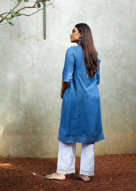 Long kurtha top with contrast stitch detail