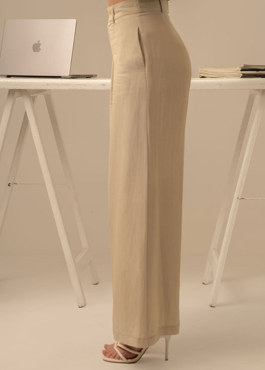 Pleat detailed wide leg pant