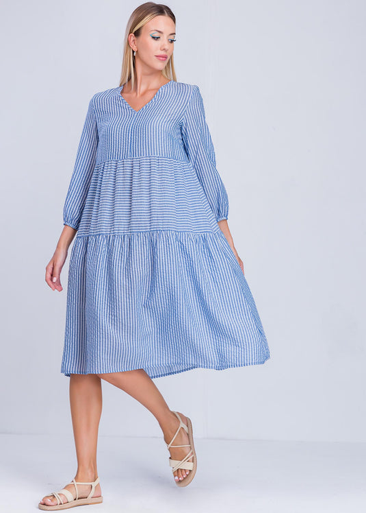 Tired Panel Stripe Dress