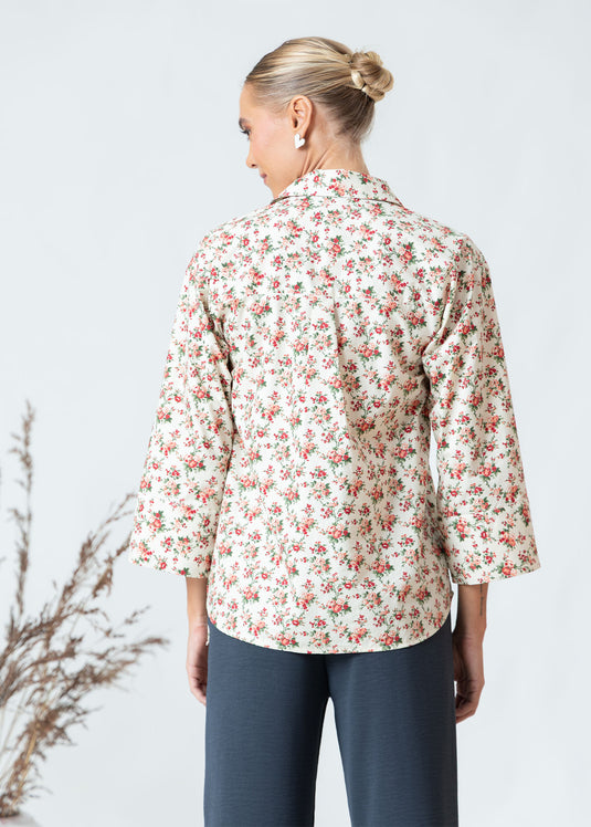 Printed Boxy Top With Front Tie