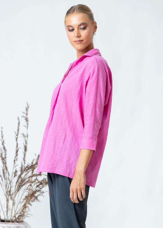 Dolman Sleeve Blouse With Collar