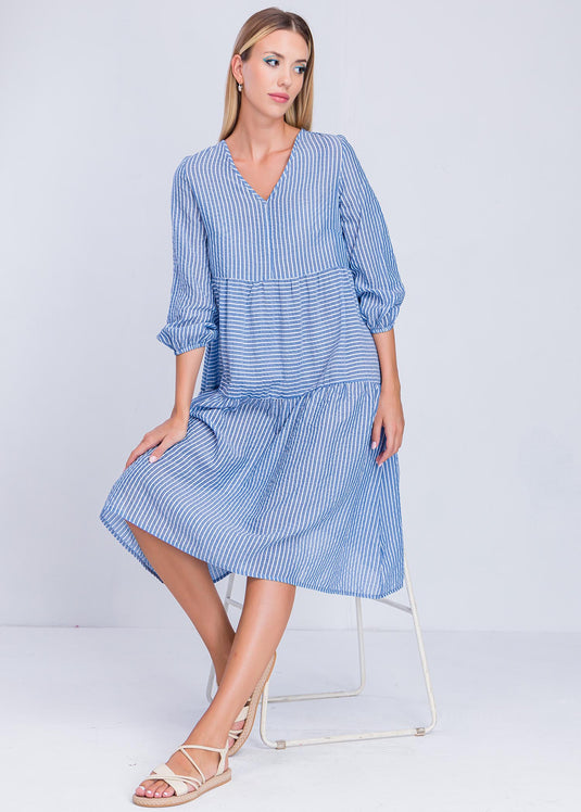 Tired Panel Stripe Dress