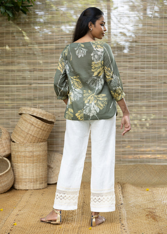 Round Neck Floral Batik Hand Print Top