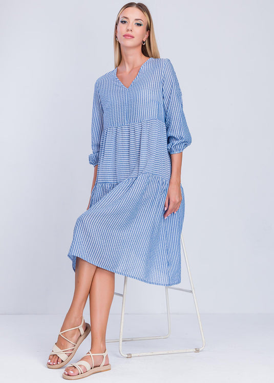 Tired Panel Stripe Dress