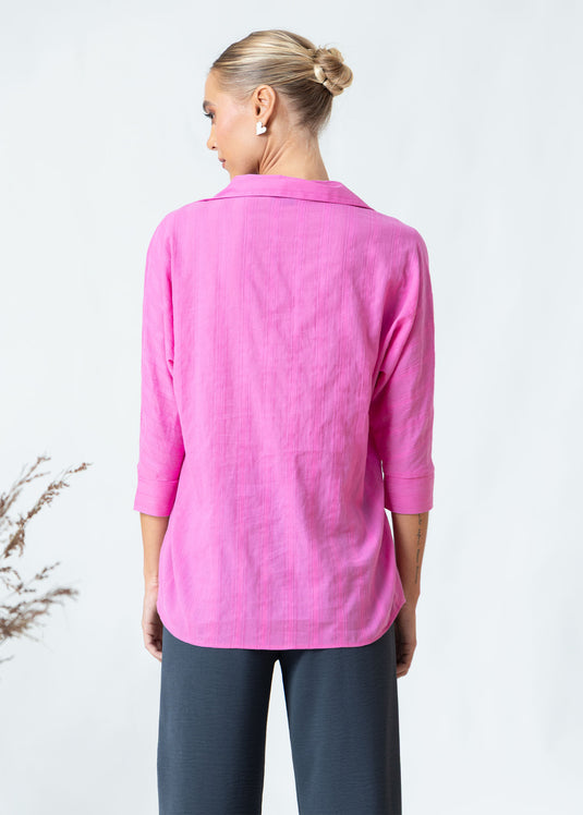 Dolman Sleeve Blouse With Collar