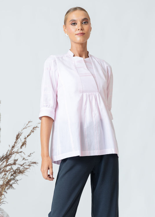 Cotton Blouse With Front Neck Detail