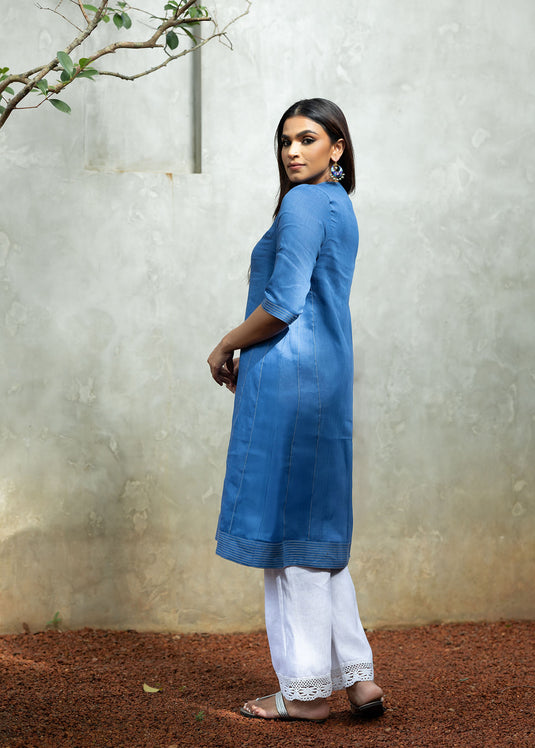 Long kurtha top with contrast stitch detail