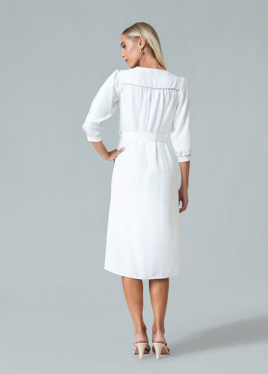 Button Down Dress With Fuctional Tie