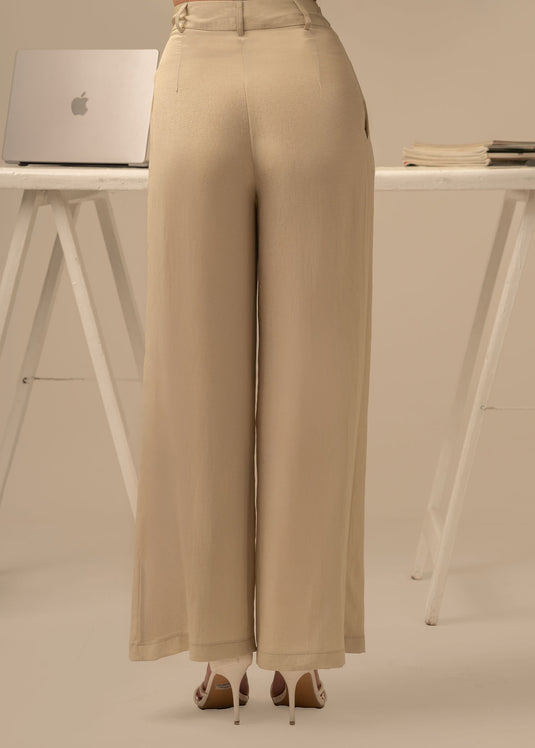 Pleat detailed wide leg pant