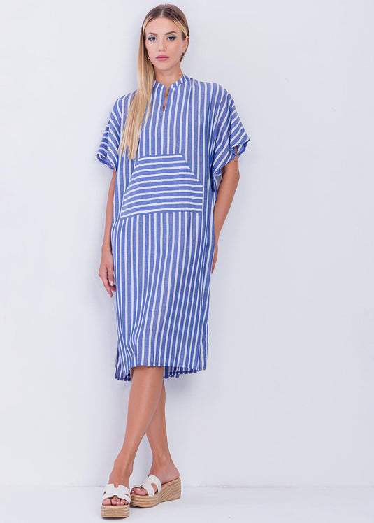 Stripe Dress With Kangaroo Pocket