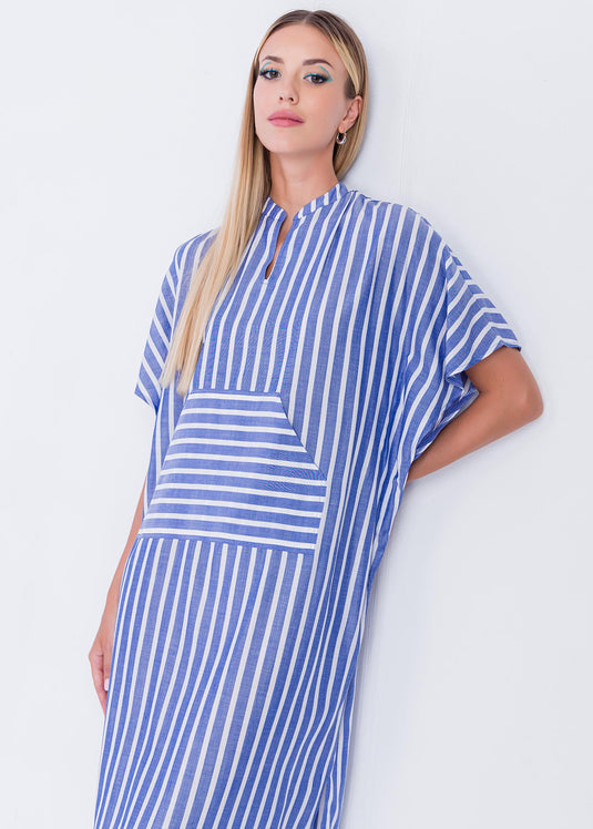 Stripe Dress With Kangaroo Pocket