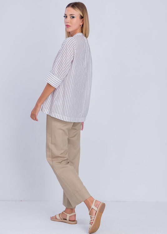Stripe Blouse With Yoke Detail