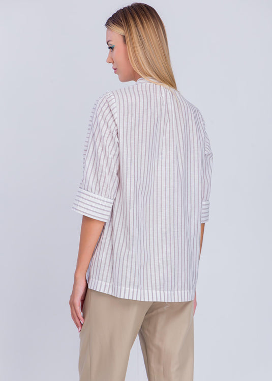 Stripe Blouse With Yoke Detail
