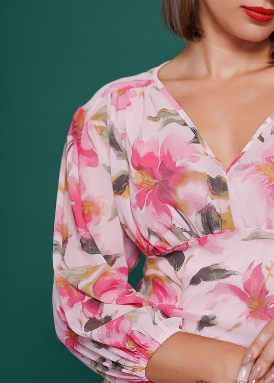 Printed dress with shirring detail