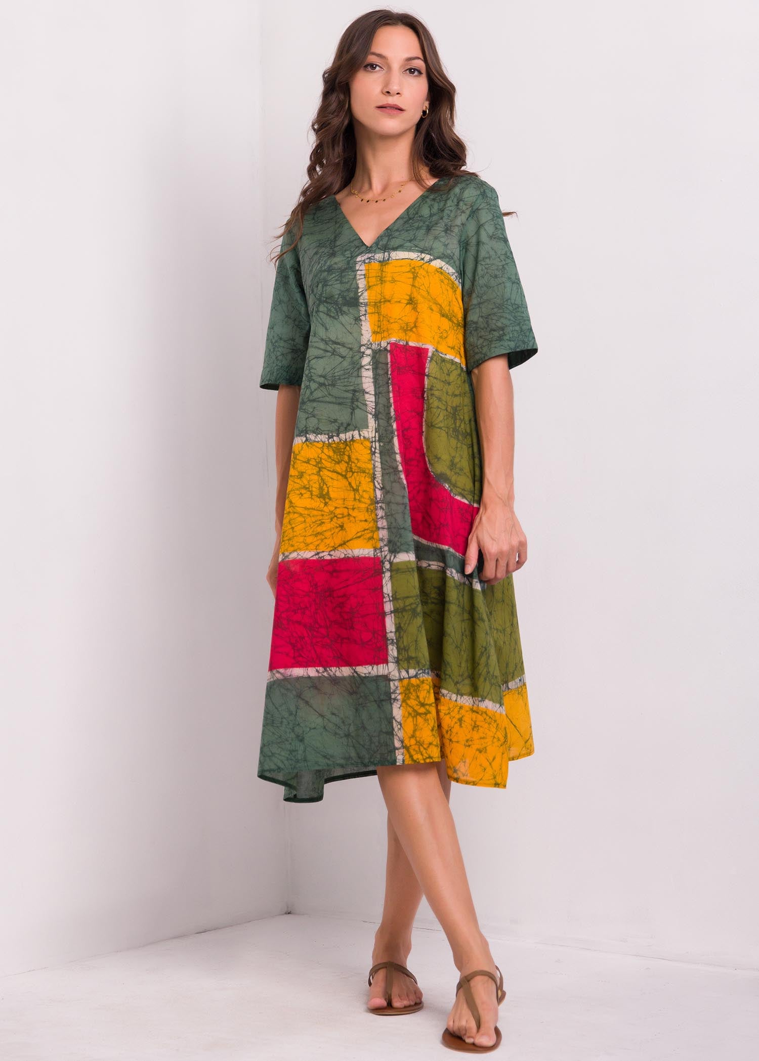 Geomatric Shapes Detailed Batik Dress