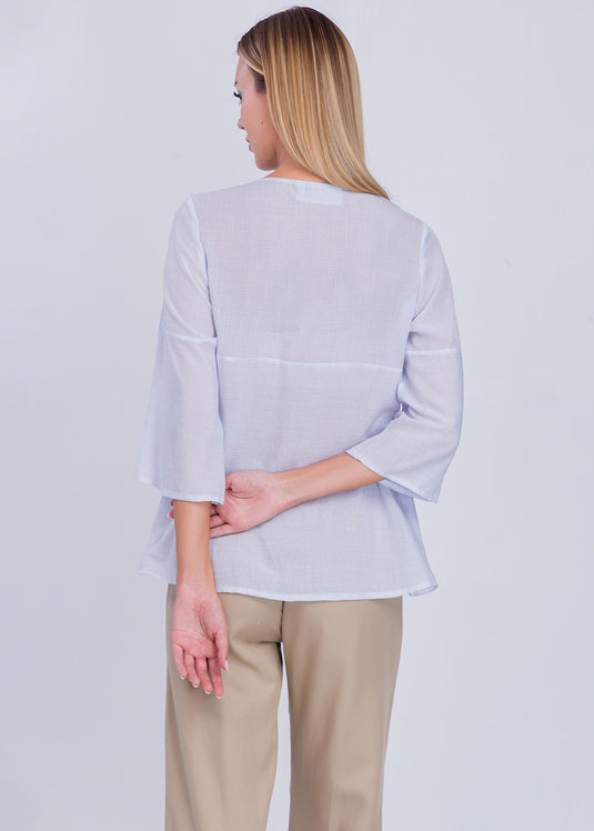 Stripe Blouse With Large Collar