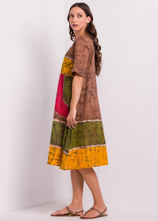 Geomatric Shapes Detailed Batik Dress